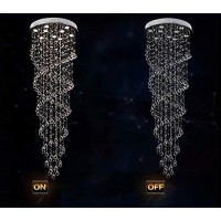 Moooni Modern Double Long Spiral Crystal Chandelier Lighting Rain Drop Decoration For Foyer Staircase Hallway D 23.6