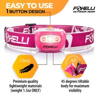 Foxelli Led Headlamp Flashlight For Adults Kids Running Camping Hiking Head Lamp With White Red Light Lightweight Waterp