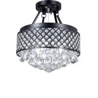 Broadway Black Classic Crystal Chandeliers Modern Lamps Pendant Light Flush Mount Ceiling Hand-Polished Fixture For Kitchen, Dining Room, Cafe, Bar Bl-Aai/Bk4 W14 X H16 Inch