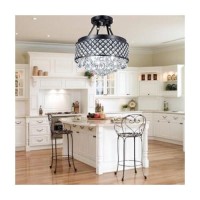 Broadway Black Classic Crystal Chandeliers Modern Lamps Pendant Light Flush Mount Ceiling Hand-Polished Fixture For Kitchen, Dining Room, Cafe, Bar Bl-Aai/Bk4 W14 X H16 Inch