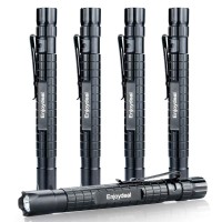 Enjoydeal 5Pcs Led Pen Light Flashlight Ultra Slim Xpe-R3 1000Lm Penlight Waterproof Pocket Flashlight For Indoor Outdoor Inspection Work Repair And Emergency 5.5Inch