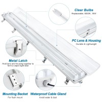 Brillihood Led Vapor Proof 4Ft Light Fixture 36 Watt 4000Lm 6000K Bright White Clear Cover Ip65 Waterproof 4 Long Overhe