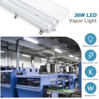 Brillihood Led Vapor Proof 4Ft Light Fixture 36 Watt 4000Lm 6000K Bright White Clear Cover Ip65 Waterproof 4 Long Overhe