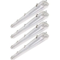 Brillihood Led Vapor Proof 4Ft Light Fixture, 36 Watt, 4000Lm, 6000K (Bright White), Clear Cover, Ip65 Waterproof 4' Long Overhead Shop Light, Indoor/Outdoor Lighting, 4-Pack