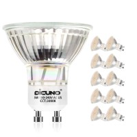 Dicuno Gu10 Led Bulbs 5W Warm White 3000K, 500Lm, 120 Degree Beam Angle, Spotlight, 50W Halogen Bulbs Equivalent, Non-Dimmable Mr16 Led Light Bulbs, 10-Pack