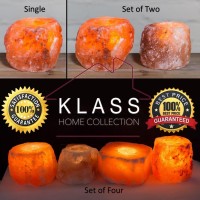 4 X Pack Himalayan Rock Salt Lamp Tea Light Candle Holder, Natural Pink Hymalian Crystal Rock Salt Lamp Tealight Candles T-Light For Aromatherapy Xmas Gift Set