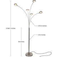 Brightech Orion Arc Floor Lamp For Living Room Tree Floor Lamp With 5 Adjustable Arms Multihead Standing Lamp With Flexible R