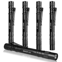 Xy Zone 5Pcs Led Pen Flashlight 1000 Lumens Lamp Clip Mini Black 507 Pocket Penlight Flashlight Torch Powered By 2 Aaa Battery(Battery Not Included)