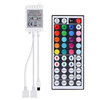 Bzone 2-Port 44 Keys Wireless Ir Remote Controller For Smd 5050 3528 Rgb Led Strip Lights, Dual 4-Pin Output Remote Controller Dimmer For 2Pcs Rgb Led Strips Dc12-24V