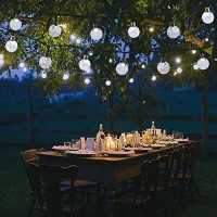 Lalapao Globe String Lights 2 Pack Solar Powered Outdoor Lights 30 Led 19.7Ft Crystal Ball Fairy String Light For Christmas Xmas Tree Garden Path Patio Home Lawn Holiday Wedding Decor Party (White)