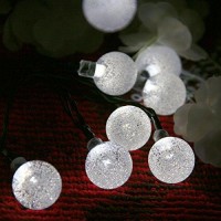 Lalapao Globe String Lights 2 Pack Solar Powered Outdoor Lights 30 Led 19.7Ft Crystal Ball Fairy String Light For Christmas Xmas Tree Garden Path Patio Home Lawn Holiday Wedding Decor Party (White)