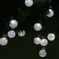 Lalapao Globe String Lights 2 Pack Solar Powered Outdoor Lights 30 Led 19.7Ft Crystal Ball Fairy String Light For Christmas Xmas Tree Garden Path Patio Home Lawn Holiday Wedding Decor Party (White)