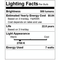 LED light bulb features a costefficient design to replace your 50watt halogen bulb without greatly reducing the overall level of brightness 20degree beam spread brightens large areas with a 2700 Kelvin rating Long lasting design provides up to 25000 hours