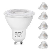 Dicuno Gu10 Led Bulbs 5W Warm White, 3000K, 500Lm, 45 Degree Beam Angle, Spotlight, 50W Halogen Bulbs Equivalent, Non-Dimmable Mr16 Led Light Bulbs, 6-Pack