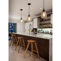 Pathson Retro Pendant Lighting Industrial Small Hanging Light With Clear Glass And Textile Cord Adjustable Kitchen Lamp For Ho