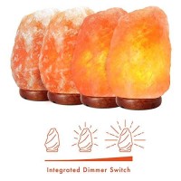 The Body Source Himalayan Salt Lamp 6-8 Inches (4-7Ib), Includes Lamp Dimmer Switch And Night Light - All Natural Salt Lamp With Handcrafted Wooden Base And Salt Lamp Light Bulb Replacement