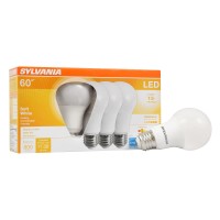 Sylvania Led A19 Light Bulb, 60W Equivalent, Efficient 9W, Medium Base, Dimmable Frosted 2700K Soft White, 4 Pack