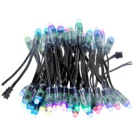 Alitove Ws2811 Addressable Led Pixel Light 50Pcs 5V 12Mm Digital Dream Color Diffused Rgb Led Pixels Module Round Black Wire Ip68 Waterproof