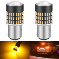 Katur 1157 Bay15D 1016 1034 7528 Led Light Bulb Super Bright 900 Lumens High Power 3014 78Smd Lens Led Bulbs For Brake Turn Signal Tail Backup Reverse Brake Light Lamp,Amber(Pack Of 2)