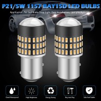 Katur 1157 Bay15D 1016 1034 7528 Led Light Bulb Super Bright 900 Lumens High Power 3014 78Smd Lens Led Bulbs For Brake Turn Signal Tail Backup Reverse Brake Light Lamp,Amber(Pack Of 2)