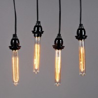 Ctkcom T9/T185 40W Vintage Edison Light Bulbs E26 E27 Base(4 Pack)- Tubular Bulb Nostalgic Tungsten Filament Antique Bulb Golden Tinted Glass For Industrial Wall Sconces Pendant Lighting