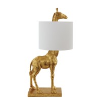 Creative Co-Op Resin Giraffe Table Lamp With Linen Shade, Distressed Gold