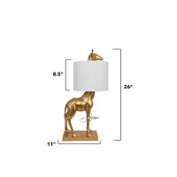 Creative Co-Op Resin Giraffe Table Lamp With Linen Shade, Distressed Gold