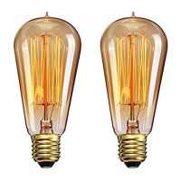 Ctkcom Vintage Edison Light Bulbs(2 Pack)- 40W St58 Vintage Squirrel Cage Filament E26/E27 Base,Antique Incandescent Bulb,Vintage Teardrop Top Lamps For Home Light Fixtures E26/E27 110V-130V