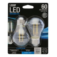 Feit Electric - Decorative Clear Glass Filament Led Dimmable 60W Equivalent Daylight (5000K) Classic A15 Light Bulb, Pack Of 2 (Bpa1560/850/Led/2), 60 Watt Daylight