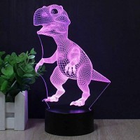 Tiscen 3D Illusion Night Light, Led Table Desk Lamps, Dinosaur Nightlights, 7 Colors Usb Charge Lighting Bedroom Home Decoration For Kids Christmas Halloween Birthday Gift