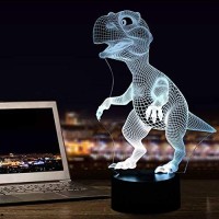 Tiscen 3D Illusion Night Light, Led Table Desk Lamps, Dinosaur Nightlights, 7 Colors Usb Charge Lighting Bedroom Home Decoration For Kids Christmas Halloween Birthday Gift