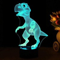 Tiscen 3D Illusion Night Light, Led Table Desk Lamps, Dinosaur Nightlights, 7 Colors Usb Charge Lighting Bedroom Home Decoration For Kids Christmas Halloween Birthday Gift