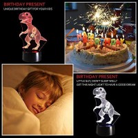 Tiscen 3D Illusion Night Light, Led Table Desk Lamps, Dinosaur Nightlights, 7 Colors Usb Charge Lighting Bedroom Home Decoration For Kids Christmas Halloween Birthday Gift