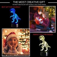 Tiscen 3D Illusion Night Light, Led Table Desk Lamps, Dinosaur Nightlights, 7 Colors Usb Charge Lighting Bedroom Home Decoration For Kids Christmas Halloween Birthday Gift