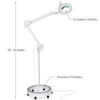 Brightech Lightview Pro Magnifying Glass With Stand And Light - Magnifying Floor Lamp With 6-Wheels On A Sturdy Base For Facials - Led Work Light With Xl Magnifying Glass For Crafts And Projects