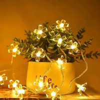 Fairy Lights Christmas Decorative Flower String Lights 33 Feet 100 Leds, 8 Flash Modes With Tail Plug Connectable Cherry Flower Decorations Novelty Light For Party, Patio, Wedding, Home And Garden