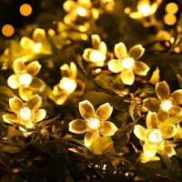 Fairy Lights Christmas Decorative Flower String Lights 33 Feet 100 Leds, 8 Flash Modes With Tail Plug Connectable Cherry Flower Decorations Novelty Light For Party, Patio, Wedding, Home And Garden