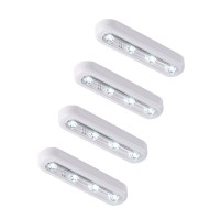 Ledinus Battery-Powered Wireless Tap Light Touch Lamp Stick-On Push Night For Closets,Attics,Garages,Car,Storage Room, White (4 Pack)