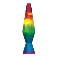 Schylling Lava Lamp 2179 14.5-Inch, With White Wax, Clear Liquid, Tri-Colored Globe, Hand Painted Base Rainbow