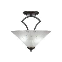 Zilo Semi Flush With 2 Bulbs Shown In Dark Granite Finish With 12 Frosted Crystal Glass