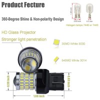 Ibrightstar Newest 9-30V Super Bright Low Power 7443 7440 T20 Led Bulbs With Projector Replacement For Back Up Reverse Lights Or Tail Brake Lights, Xenon White