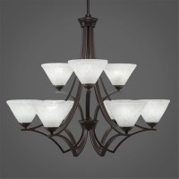 Zilo 9 Light Chandelier Shown In Dark Granite Finish With 7