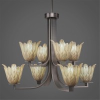 Apollo 8 Light Chandelier With Hang Straight Swivel Shown In Graphite Finish With 7