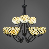 Zilo 9 Light Chandelier Shown In Matte Black Finish With 6