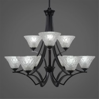 Zilo 9 Light Chandelier Shown In Matte Black Finish With 7