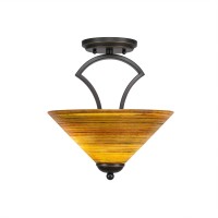 Zilo Semi Flush With 2 Bulbs Shown In Dark Granite Finish With 12 Firre Saturn Glass