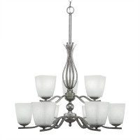 Revo 9 Light Chandelier Shown In Aged Silver Finish With 4.5