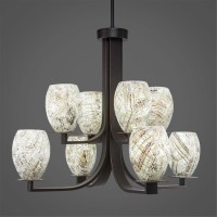 Apollo 8 Light Chandelier With Hang Straight Swivel Shown In Dark Granite Finish With 5