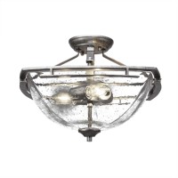 Uptowne Semi-Flush With 3 Bulbs Shown In Aged Silver Finish With 13.5