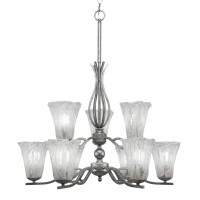 Revo 9 Light Chandelier Shown In Aged Silver Finish With 5.5